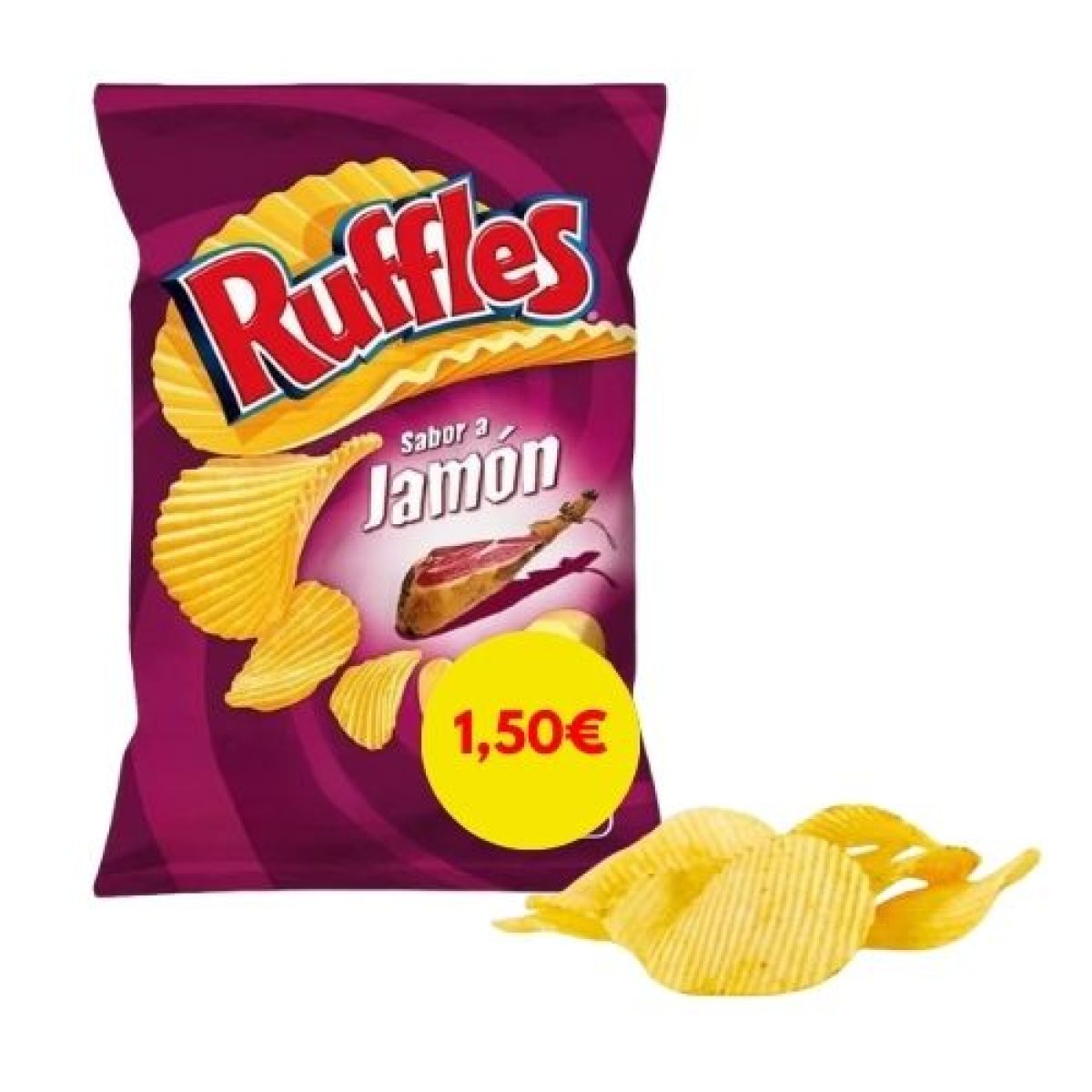 Patatas Fritas Ruffles Sabor Jamón Onduladas Pepsico x12