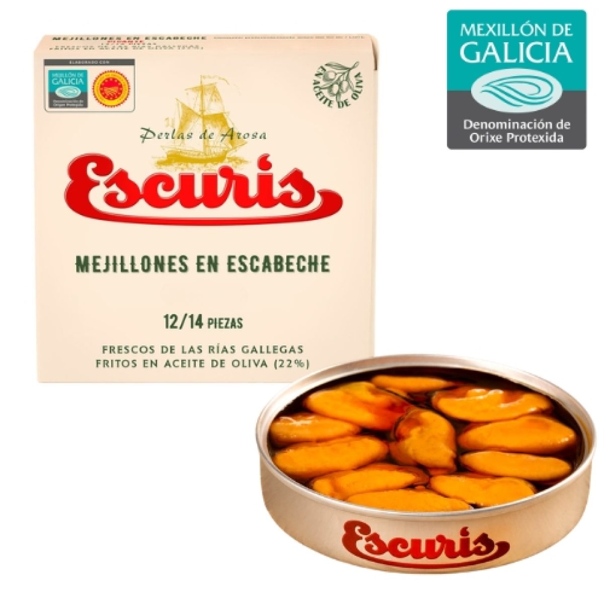 Mejillones Gallegos en Escabeche con Aceite de Oliva Escurís 111gr