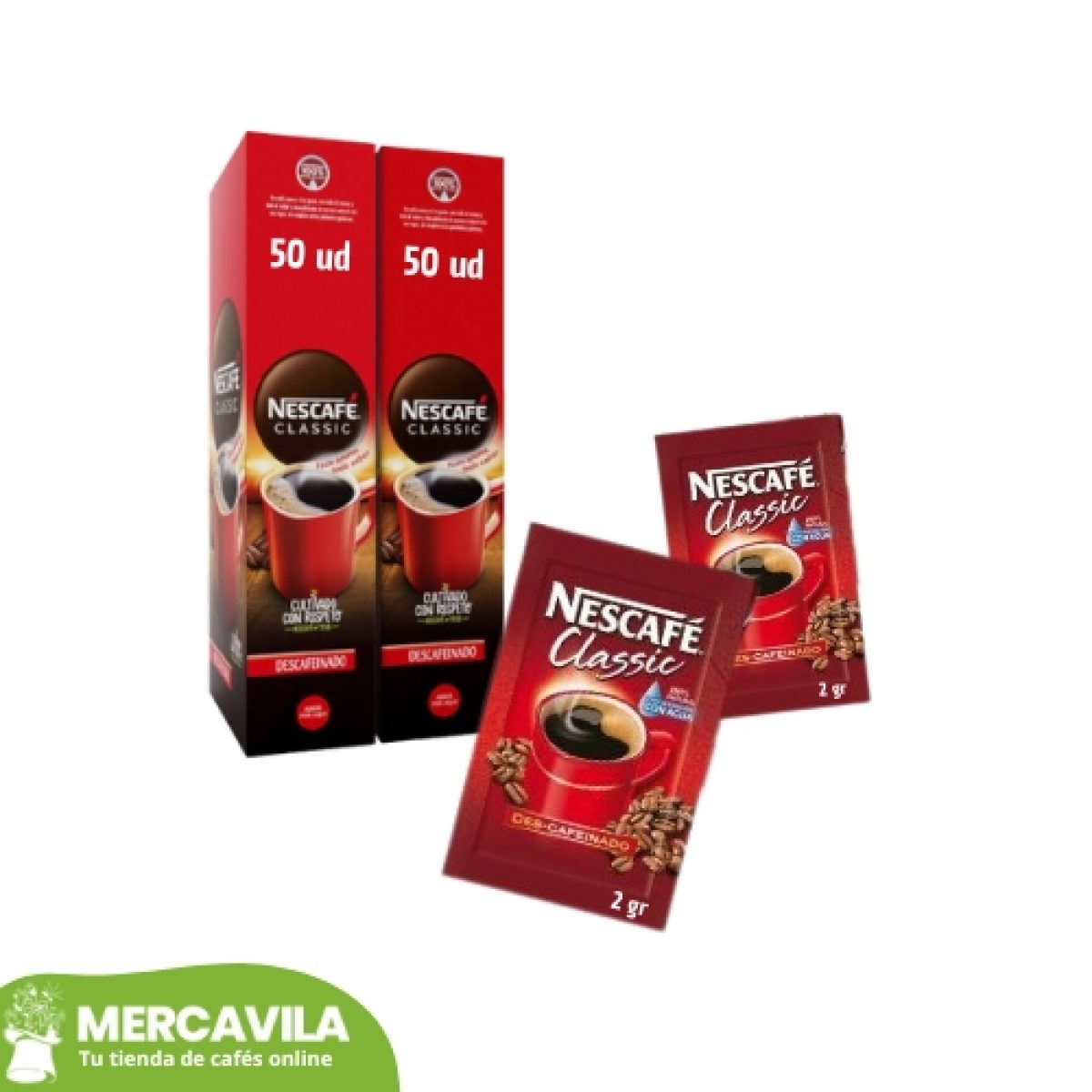 Caja de Sobres Nescafé Soluble Classic Descafeinado Intensidad 7 (100 ud)