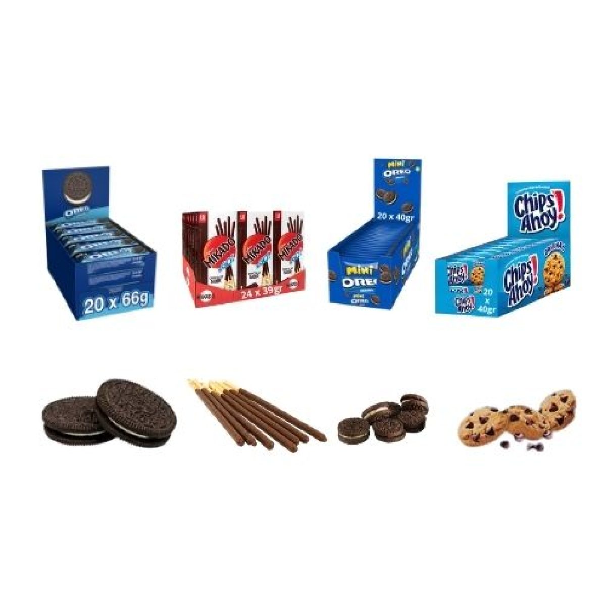 Combo Mondelez de Galletas Oreo, Mini Chips Ahoy y Mikado 