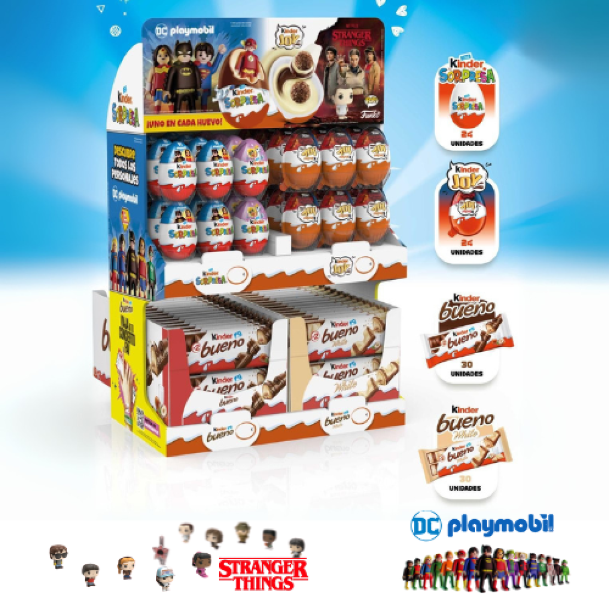 Expositor Huevos Chocolate y Barritas Kinder Bueno Top 4 