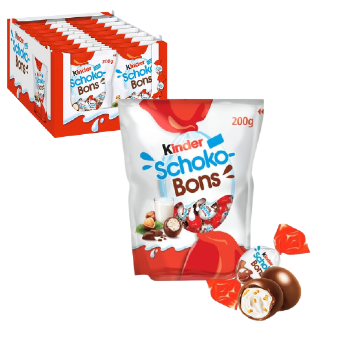 Bombones Kinder Schokobons Chocolate Relleno de Avellanas 200gr (18ud)