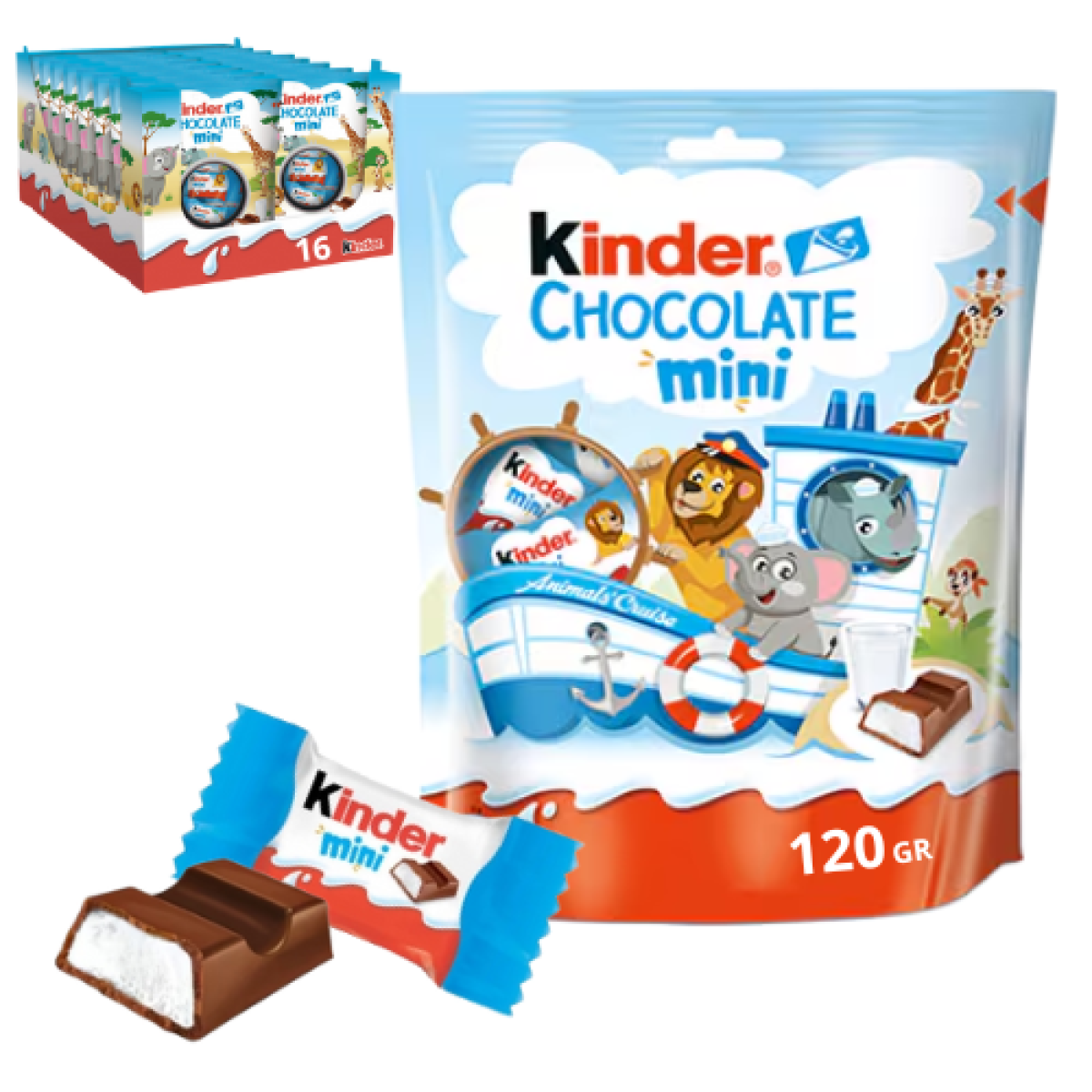 Sobres Individuales de Kinder Chocolate Mini de Leche 120gr (16 ud)