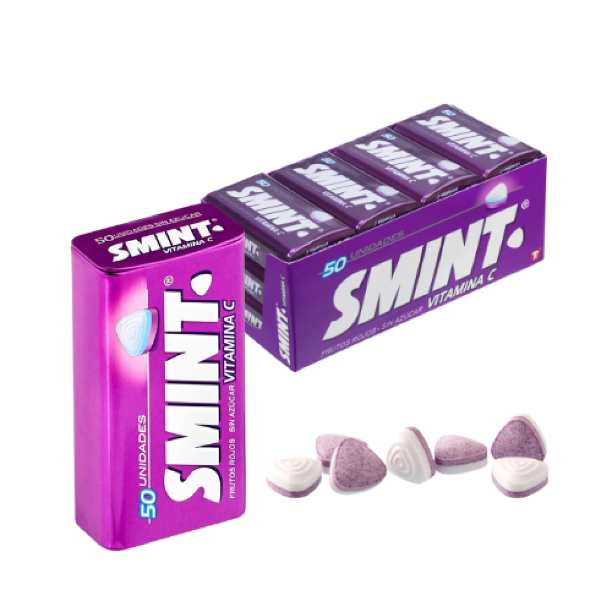 Caramelos Grageas Lata Smint Frutos Rojo Sin Azúcar 35gr (12 ud)