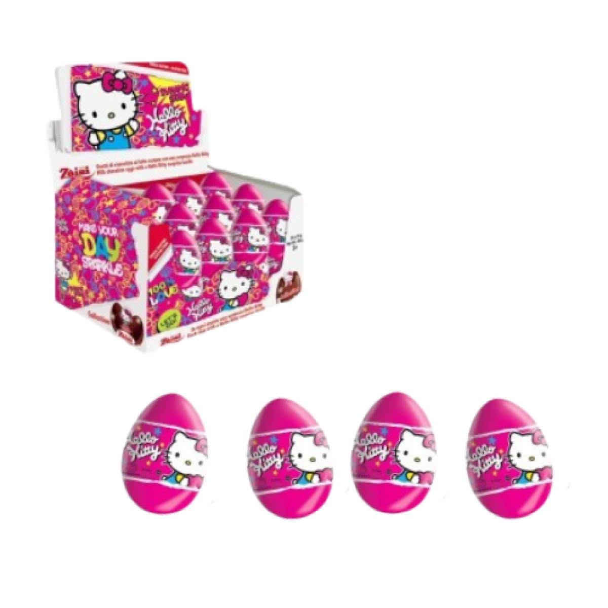 Huevos de Chocolate Zaini con Sorpresa Hello Kitty 20gr (24 ud)