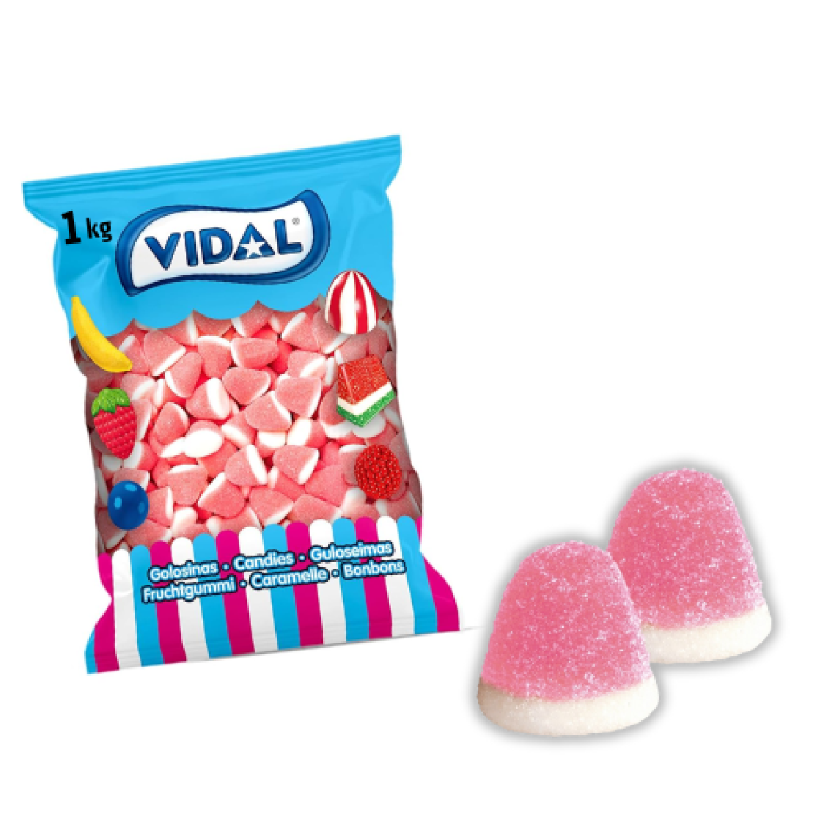 Besos de Fresa y Nata Recubiertos de Azúcar Vidal 1 kg