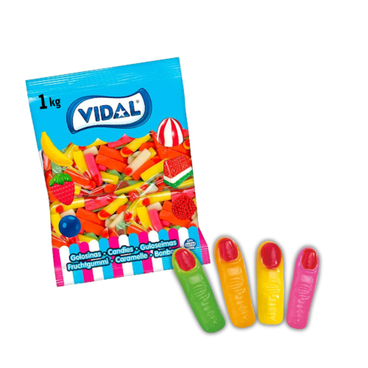 Chuches Dedos Brillo Sabores Variados de Vidal 1 kg 