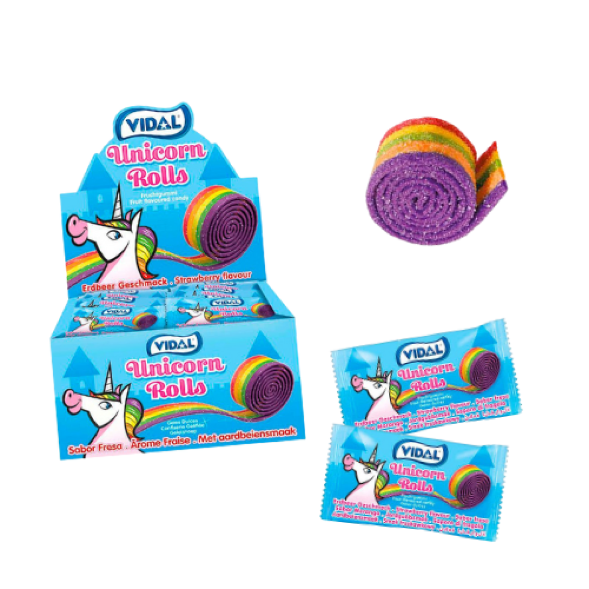 Lengua de Azúcar Multicolor Rolla Belta Unicornio Vidal (24 ud)