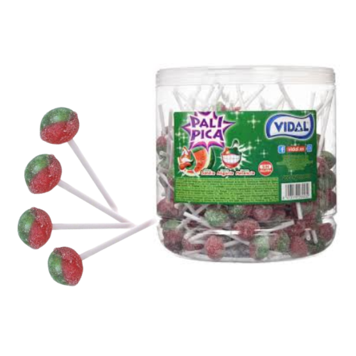 Caramelo con Palo Pali Pica Sabor Sandia Vidal (200 ud)