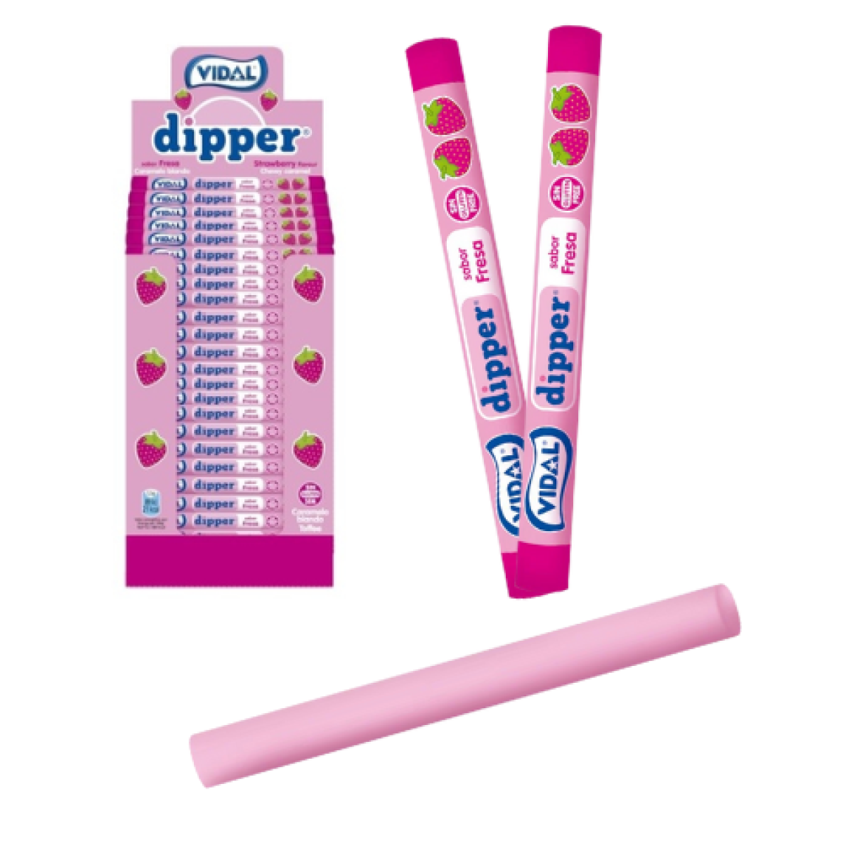 Palotes Blandos de Sabor Fresa Dipper Vidal 1,1 kg (200 ud)