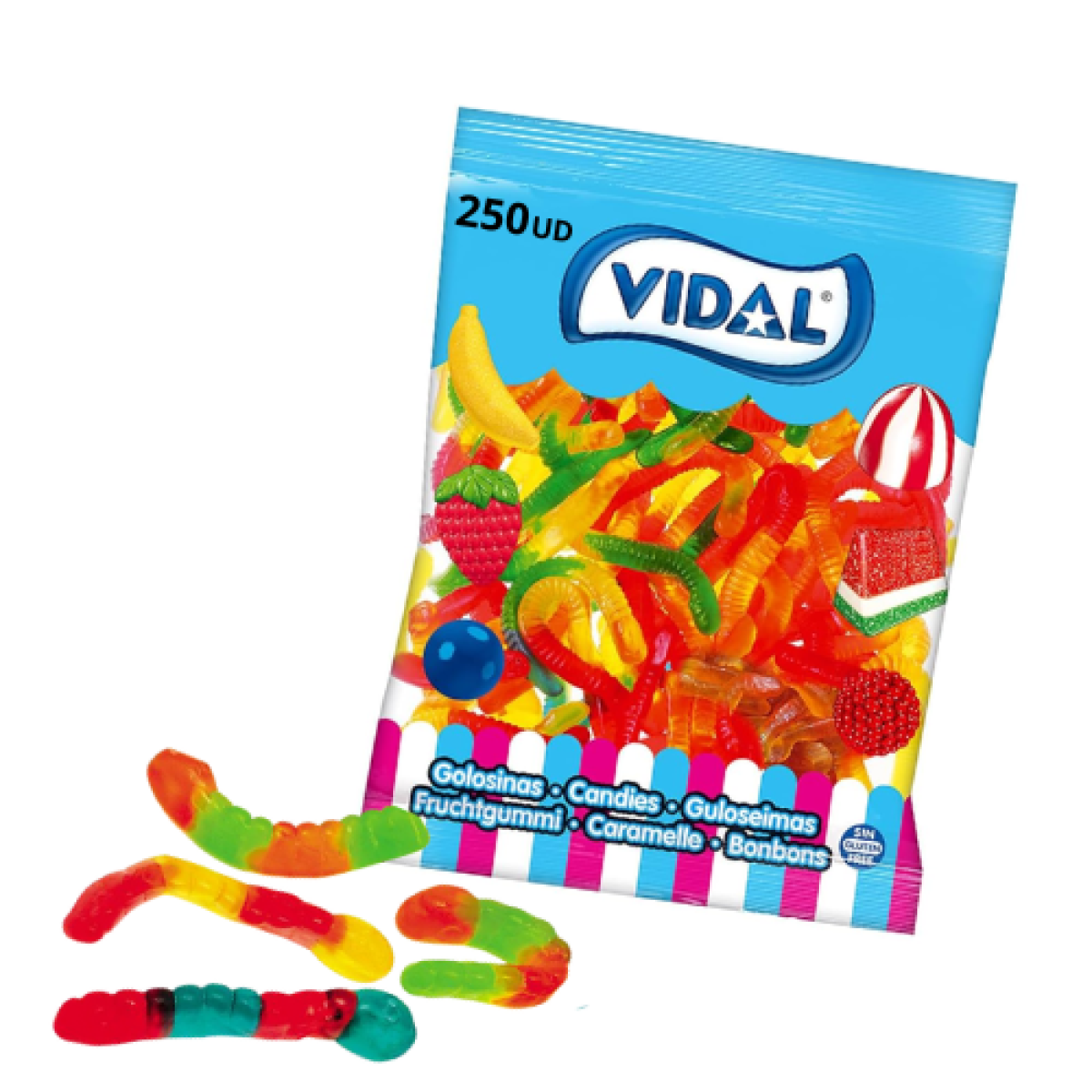 Gusanos Brillo de Gominola Sabor Afrutado Vidal (250 piezas)