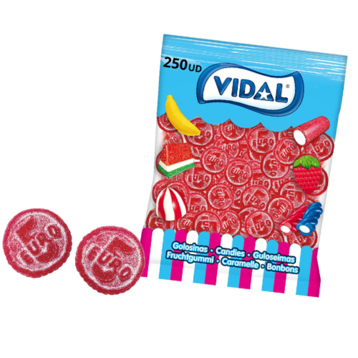 Golosina Moneda Euro Recubierta de Azúcar Pica Vidal (250 piezas)