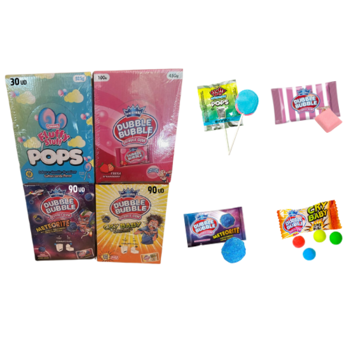 Lote de Chicles Caramelos Dubble Bubble Ácidos