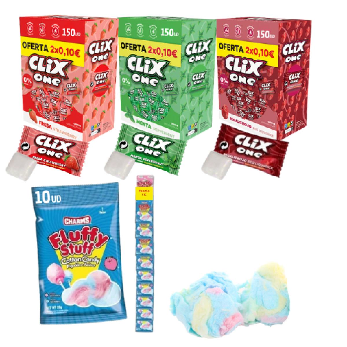 Lote de Chiles Clix Afrutados y Algodón Fluffy Stuff 