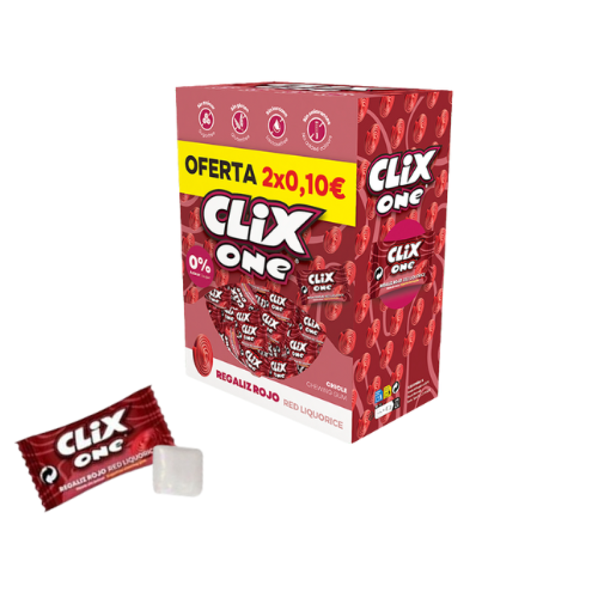 Chicles Individuales Sabor Regaliz Rojo Clix Fleer (150 ud)