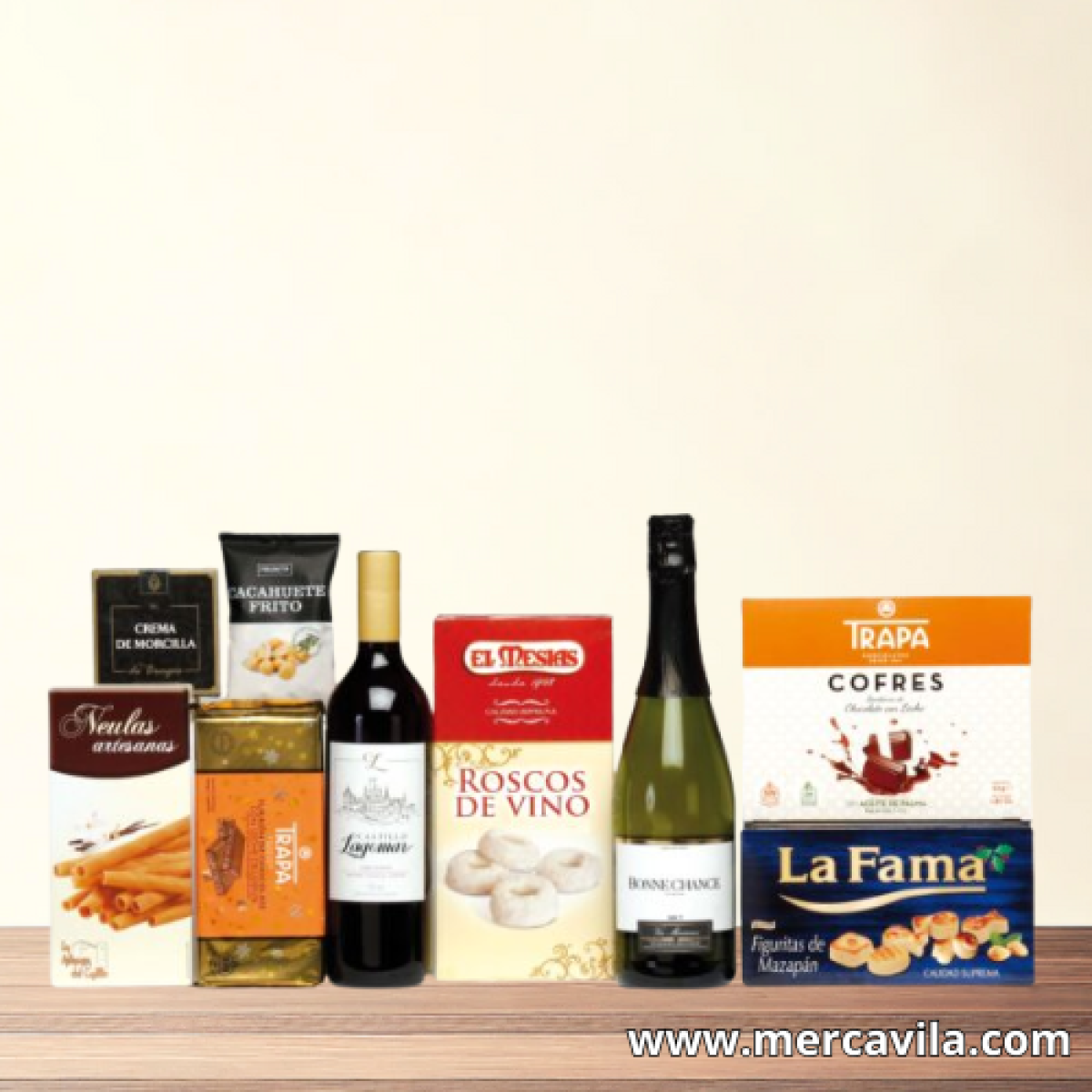 Cesta de Navidad con Botellas y Dulces Navideños Lote 81