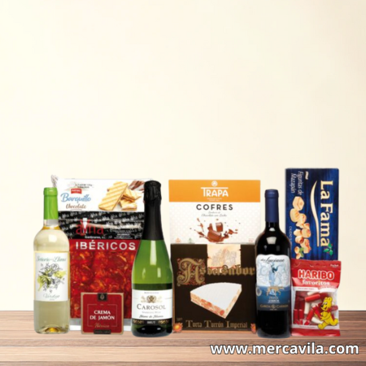 Cesta de Navidad con Botellas y Dulces Navideños Lote 90