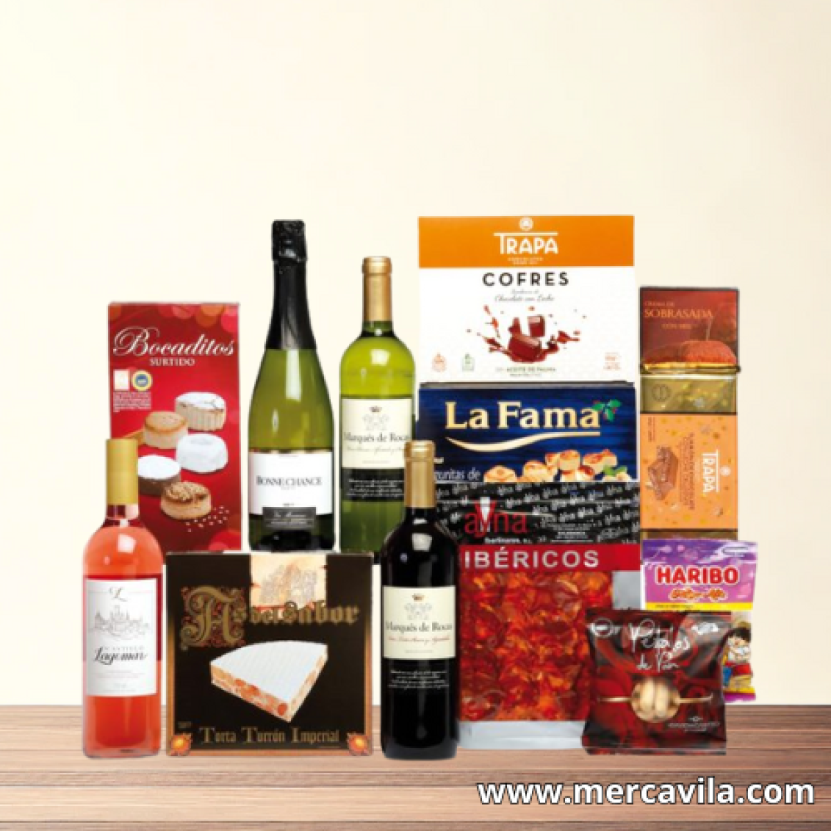 Cesta de Navidad con Botellas y Dulces Navideños Lote 100