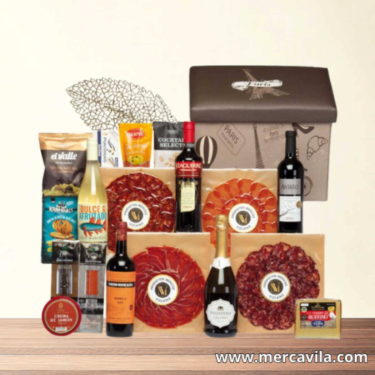 Cesta de Navidad con Botellas y Embutidos Lote 309