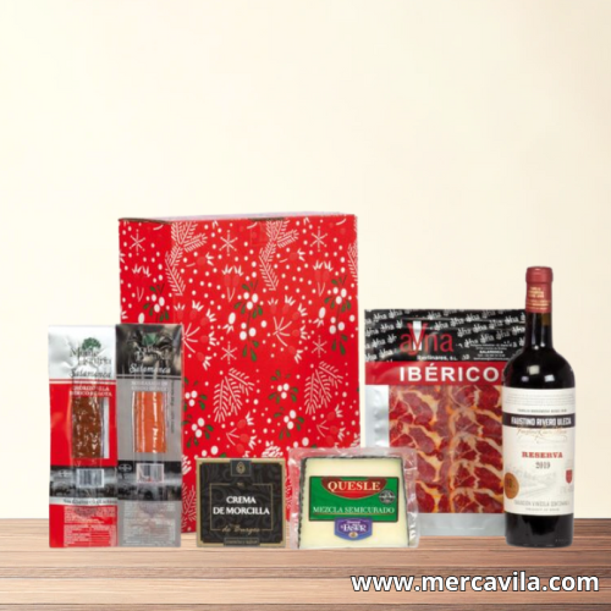 Cesta de Navidad con Botellas y Embutidos Lote 531
