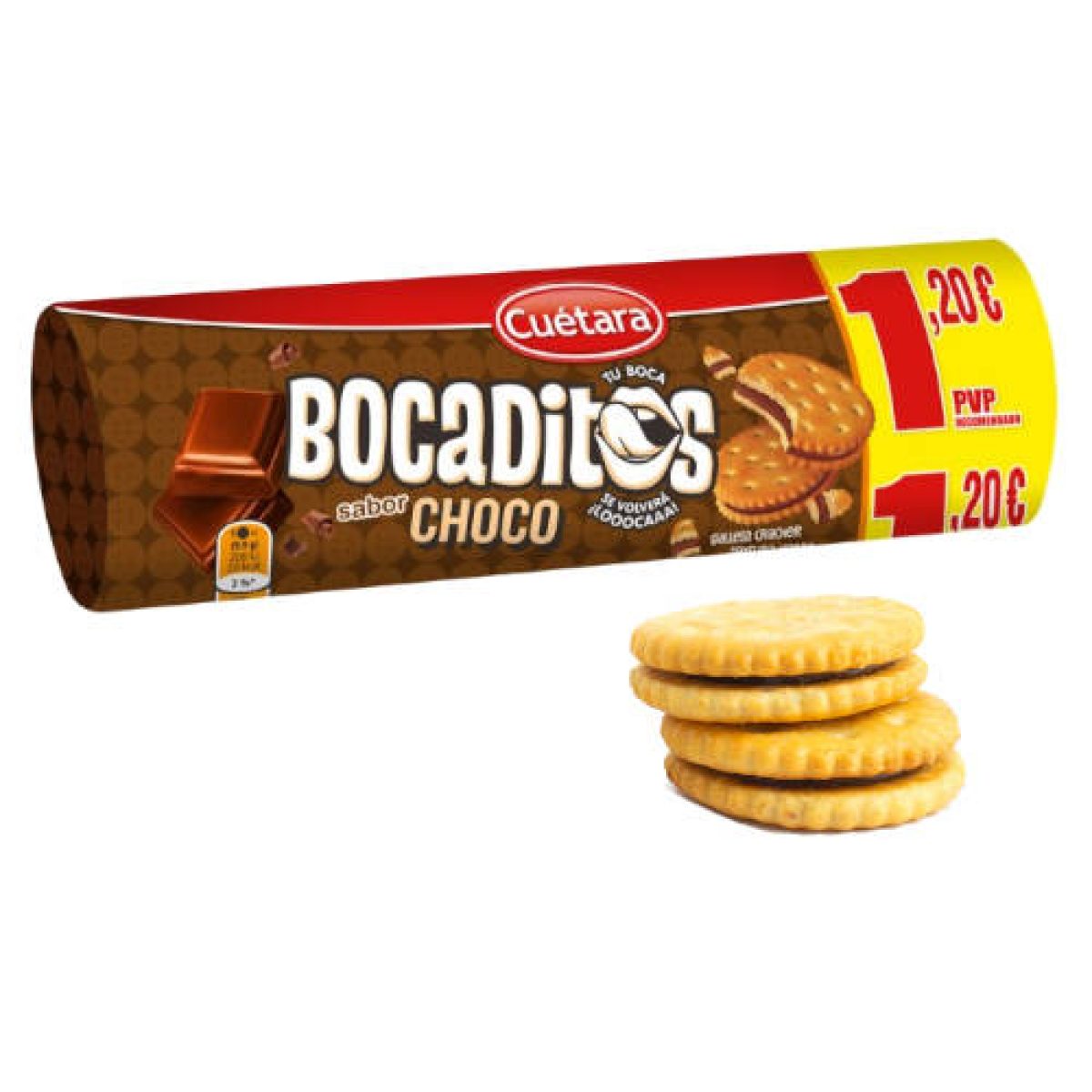Galletas Bocaditos Rellenos de Crema Chocolate de Cuétara x15
