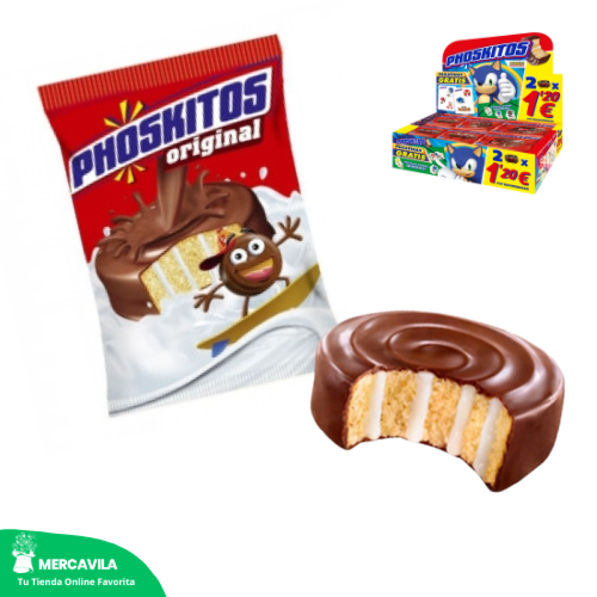 Pasteles de Chocolate Rellenos de Crema Phoskitos x18