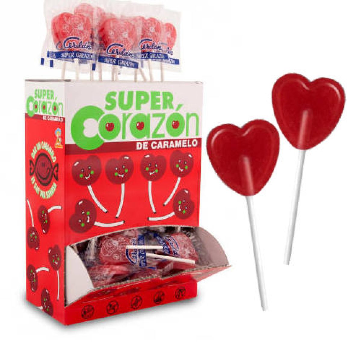 Piruletas en Forma de Corazón Sabor Cereza Cerdán x80