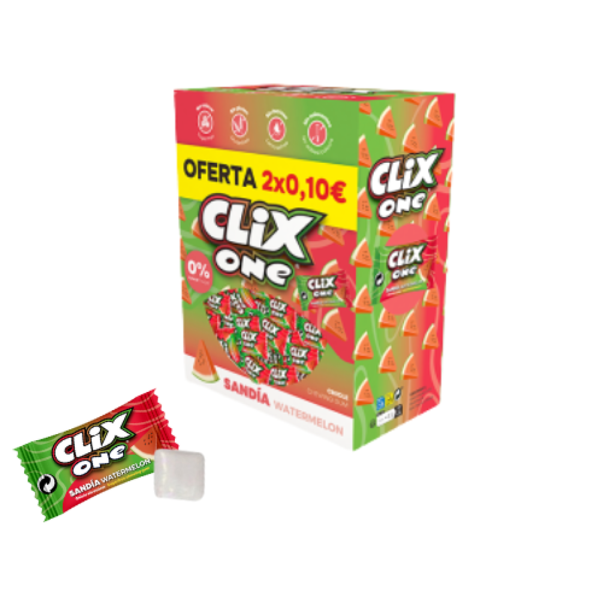 Chicles Sabor Sandia Clix sin Azucar Fleer (150 ud)