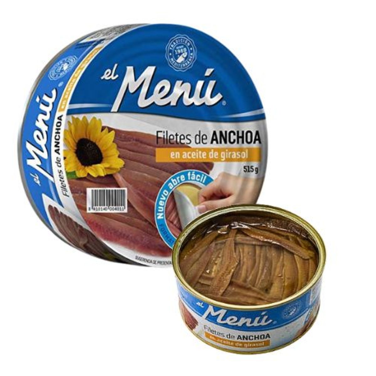 Anchoas Pandereta en Aceite de Girasol El Menú 500gr. 