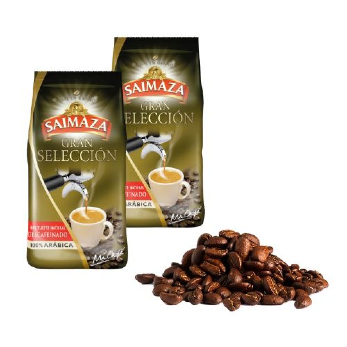 Cafe Saimaza Descafeinado Natural en Grano Gran Selección 500 gr x2