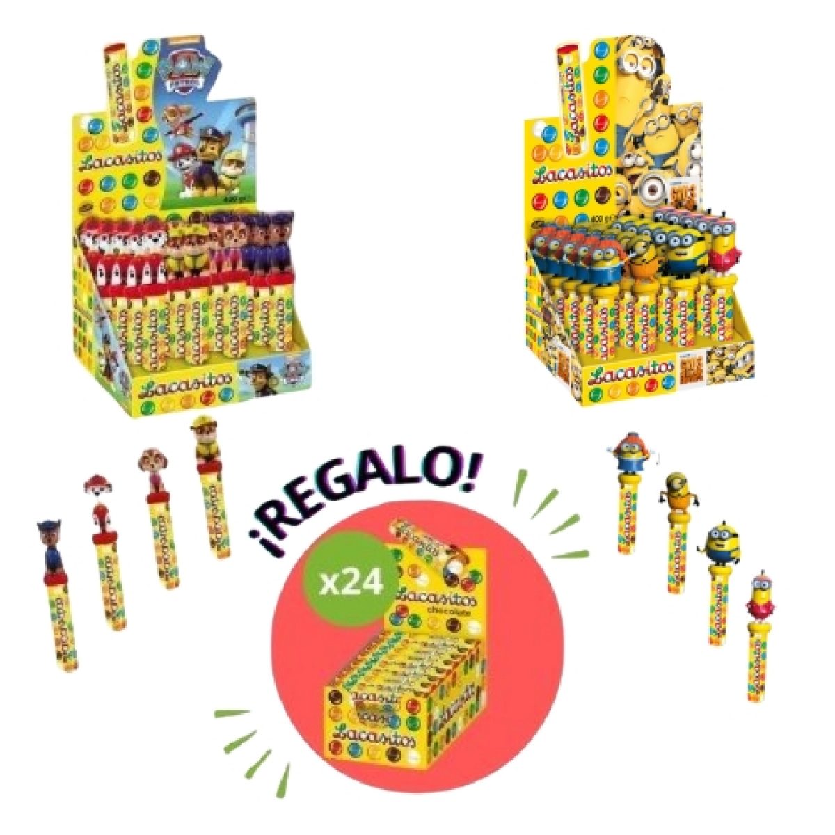 Lote Lacasitos Toy Patrulla Canina y Toy Minions