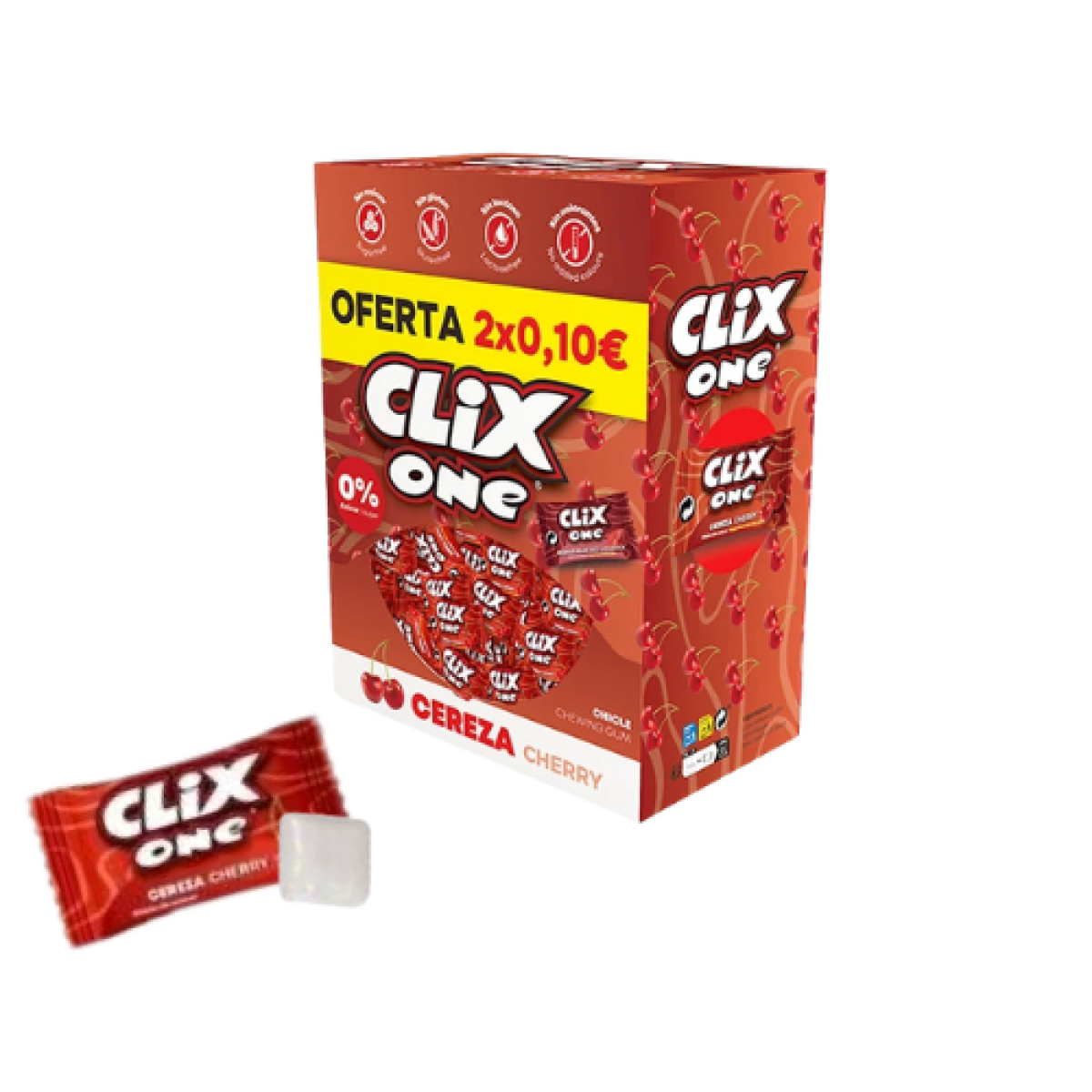 Chicles Sabor Cereza Clix Sin Azúcar (150 ud) 