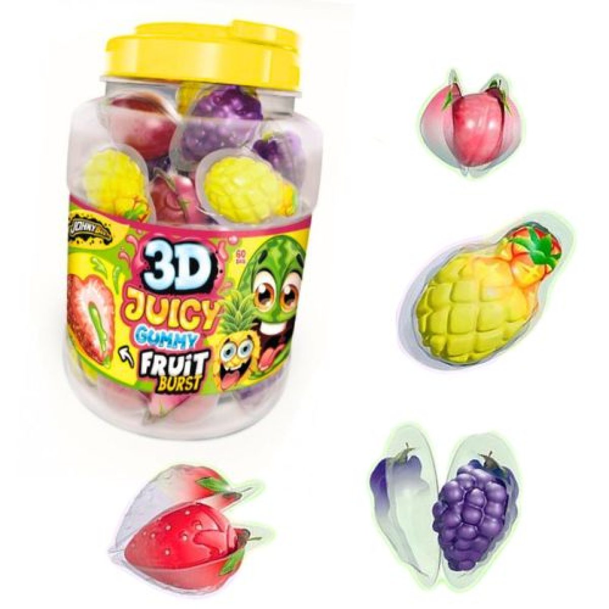 Frutas de Gominola 3D Juicy Gummy Fruit Burst Johny Bee x60