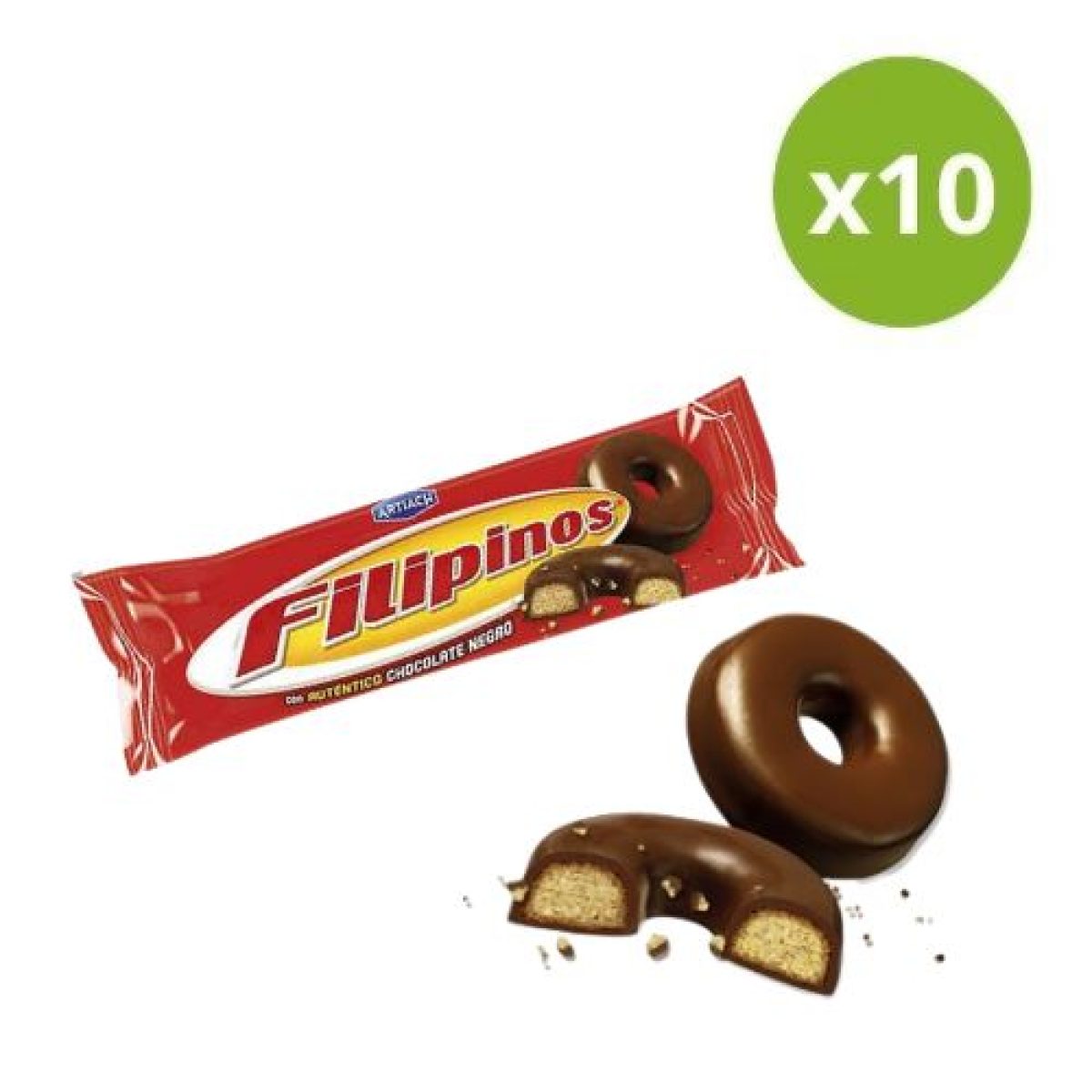 Aros de Galleta Filipinos Recubiertos de Chocolate Artiach x10