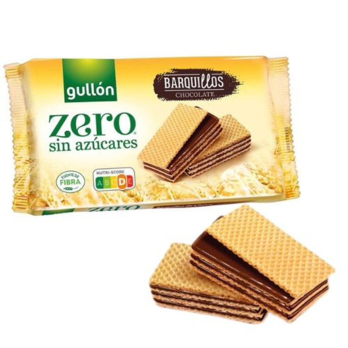 Obleas de Barquillos Rellenos de Chocolate Sin Azúcares Gullón x12