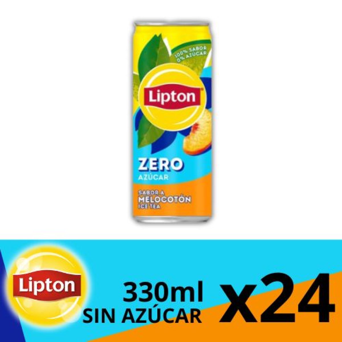 Latas de Té Lipton Sabor Melocotón Sin Azúcar x24
