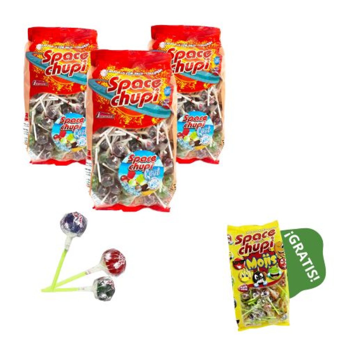 Bolsas de Caramelos con Palo Space Chupi Oferta x100