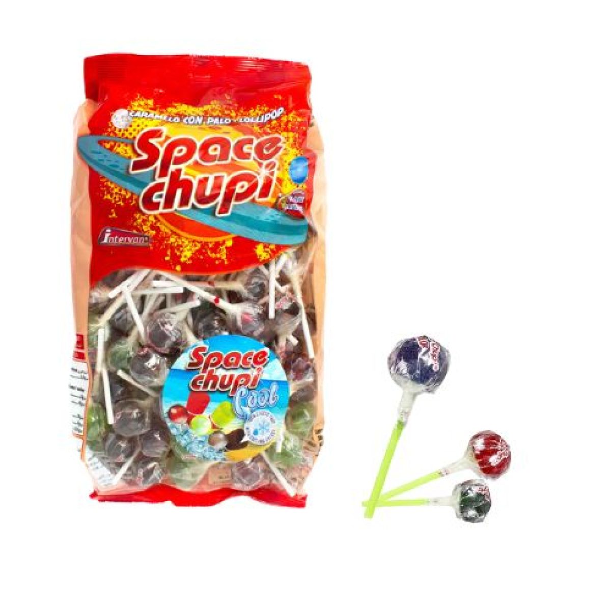 Caramelos con Palo Space Chupi Lollipop Sabores Variados x100