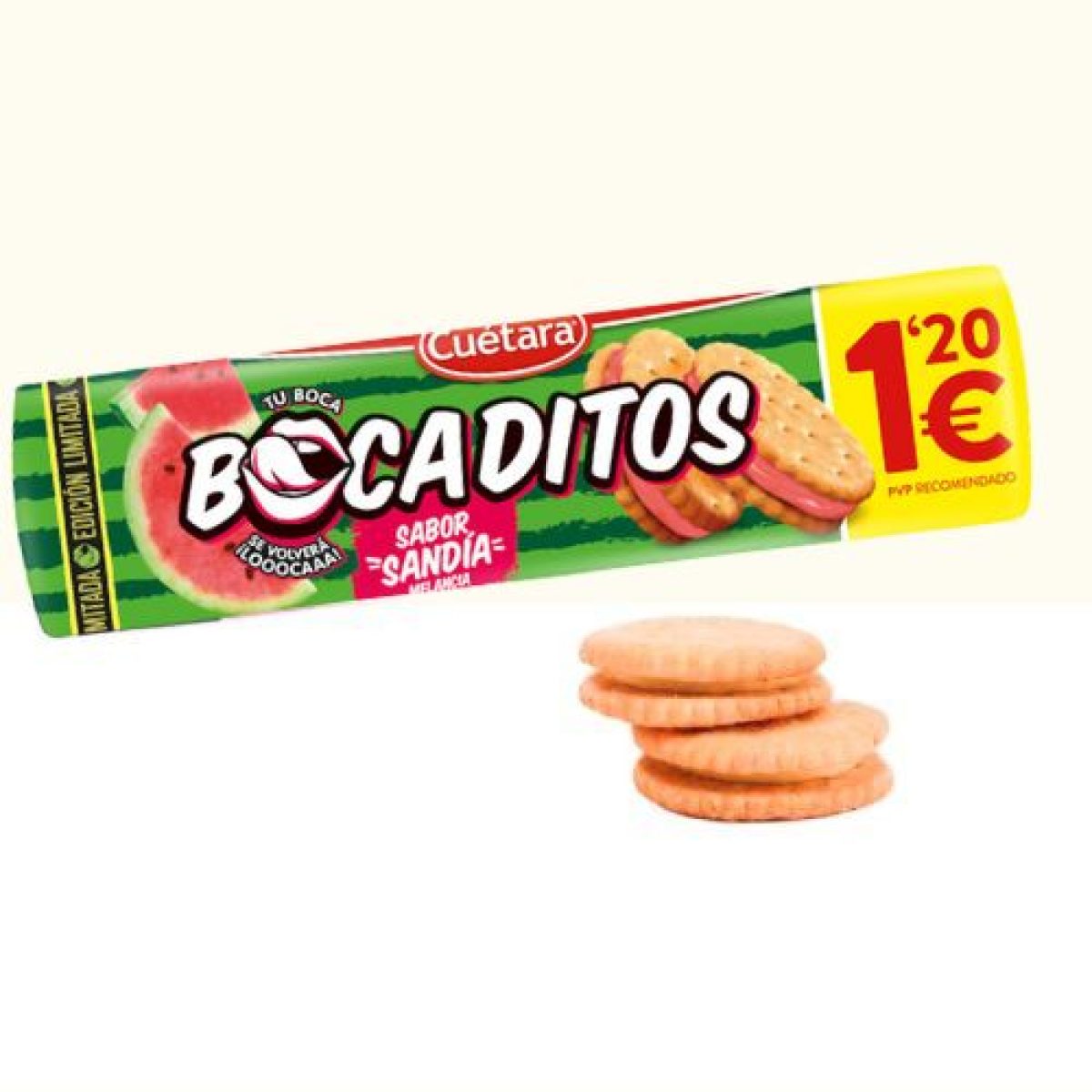 Galletas Rellenas Bocaditos Sabor Sandía Cuétara x15