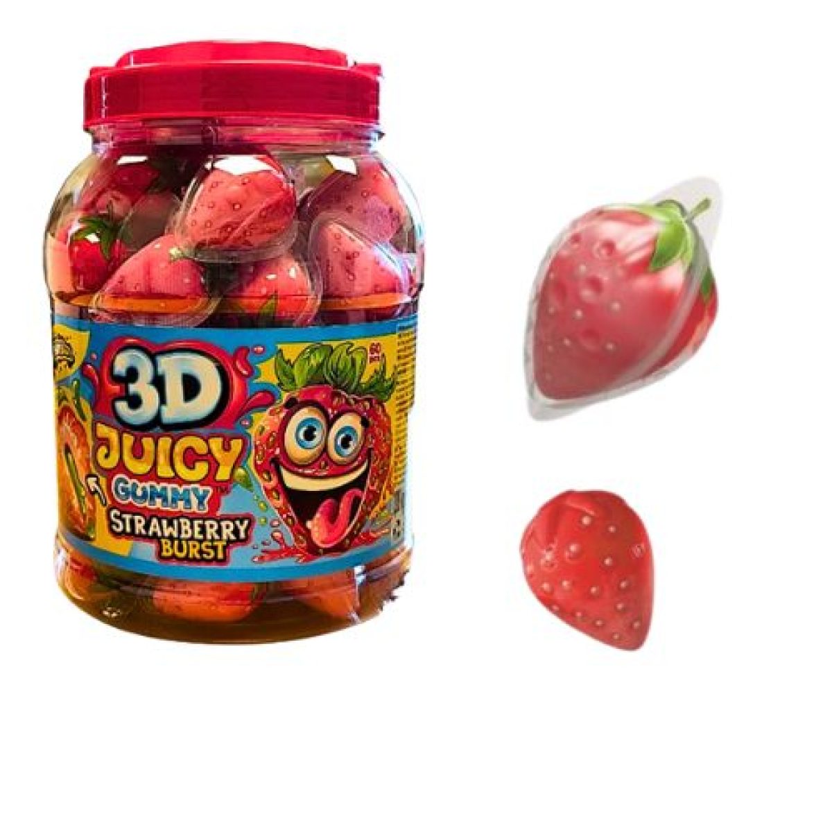Chuches Esponjosas Juicy Gummy 3D en Forma de Fresa Johny Bee x60