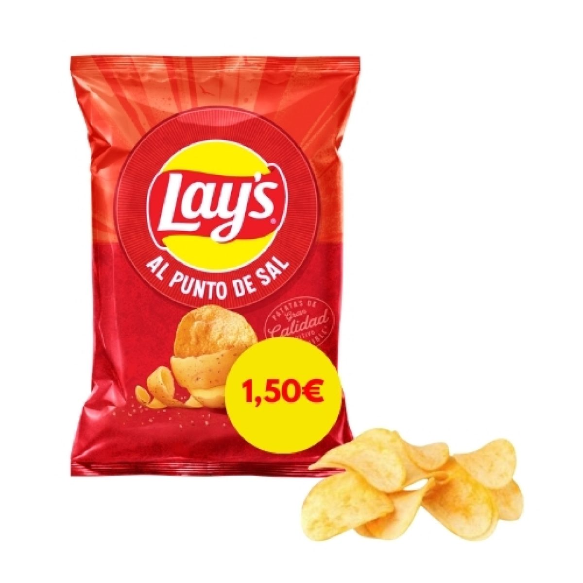 Patatas Fritas Lays Rojas Al Punto de Sal Pepsico 125gr (12ud)
