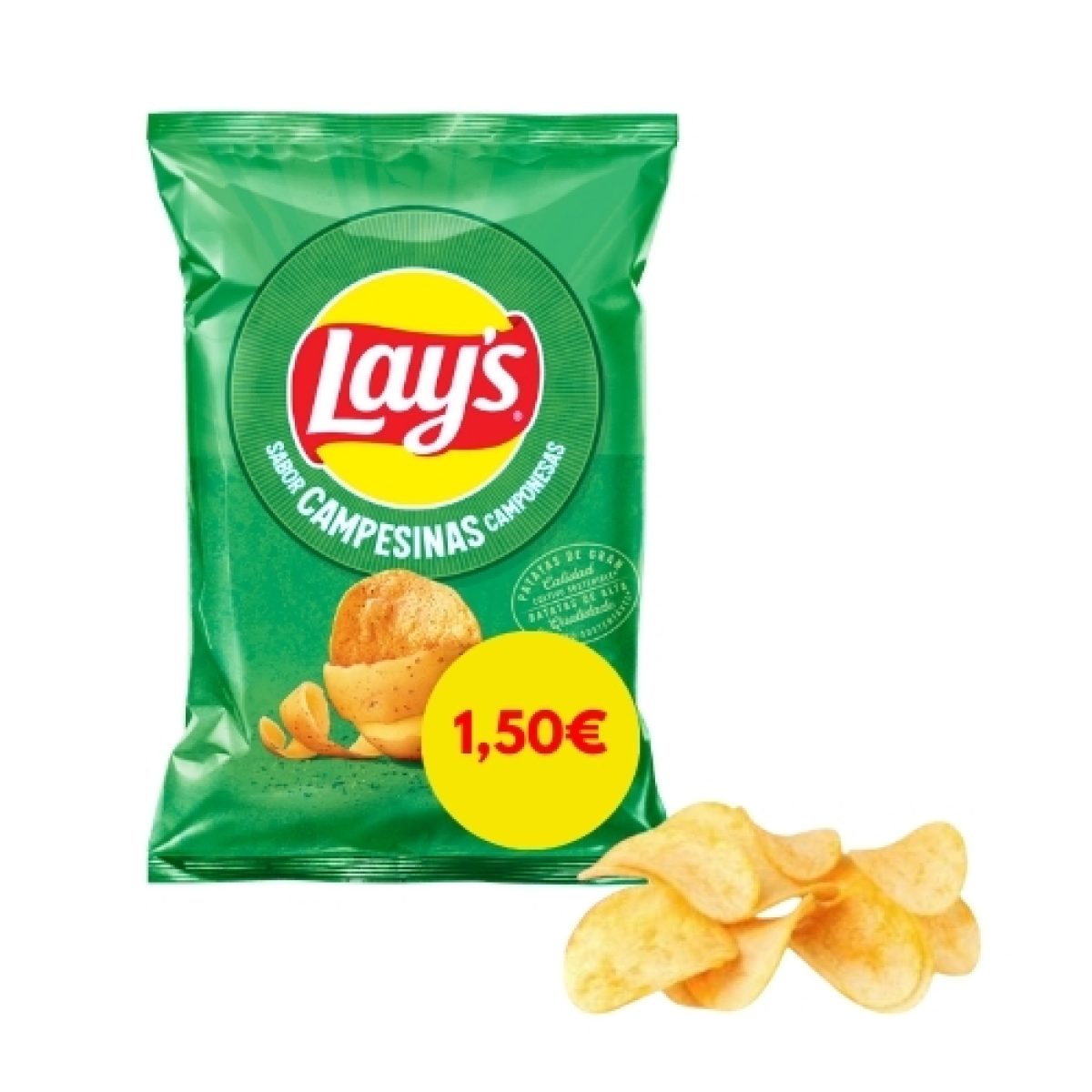 Patatas Fritas Lays Verdes Sabor Campesinas Pepsico 115gr (15ud)