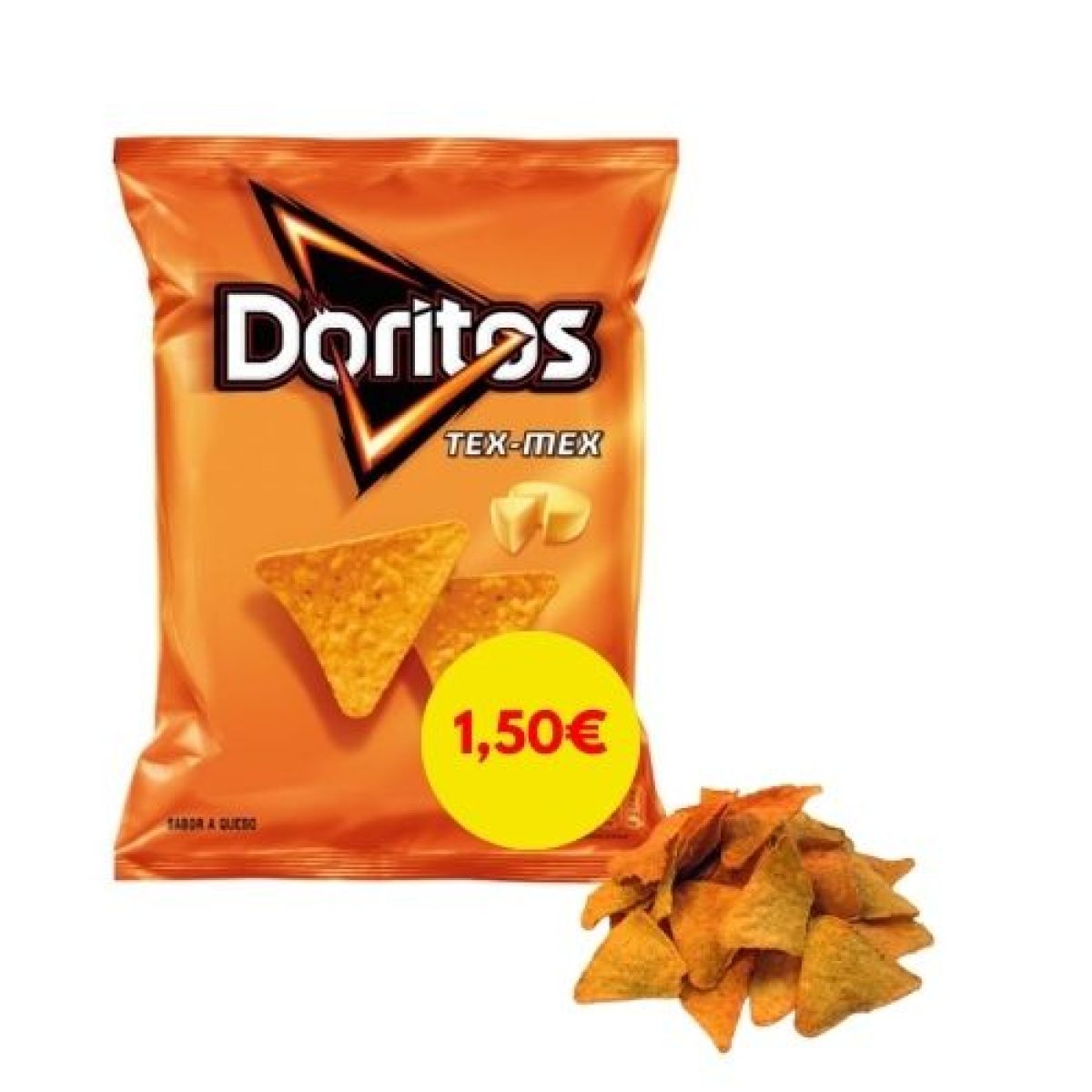 Aperitivos de Maíz Doritos Tex Mex Sabor Queso Pepsico 90gr (15ud)
