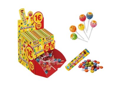 Lote de Tubos de Lacasitos y Caramelos con Palo Chupa Chups