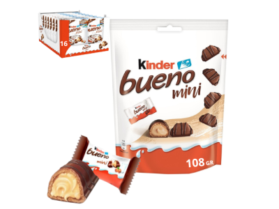 Kinder Bueno Mini Relleno de Crema de Avellanas 108gr (16 ud) 