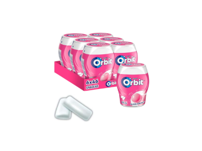 Chicles Orbit Bote Bubblemint Rosa Sin Azúcar 46 grageas (6 ud)