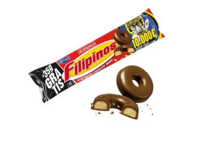 Aros de Galletas Filipinos Recubiertas de Chocolate Negro 128gr (12 ud)