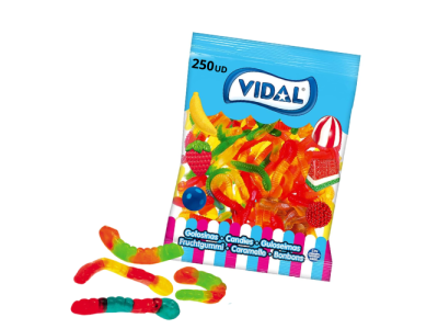 Gusanos Brillo de Gominola Sabor Afrutado Vidal (250 piezas)