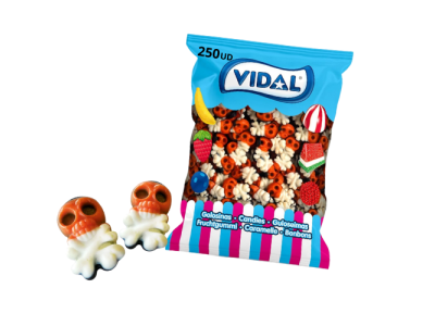 Bolsa de Chuches Calaveras Piratas Sabor Frambuesa Vidal (250 piezas)