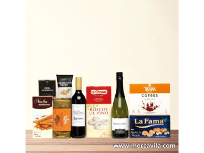 Cesta de Navidad con Botellas y Dulces Navideños Lote 81